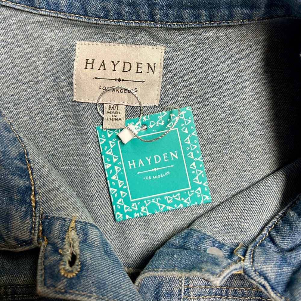 Hayden ~Medium/Large ~ Raw Edges W/ Ruffle Sleeves ~ Blue Denim Boho Jacket ~New - Picture 9 of 9